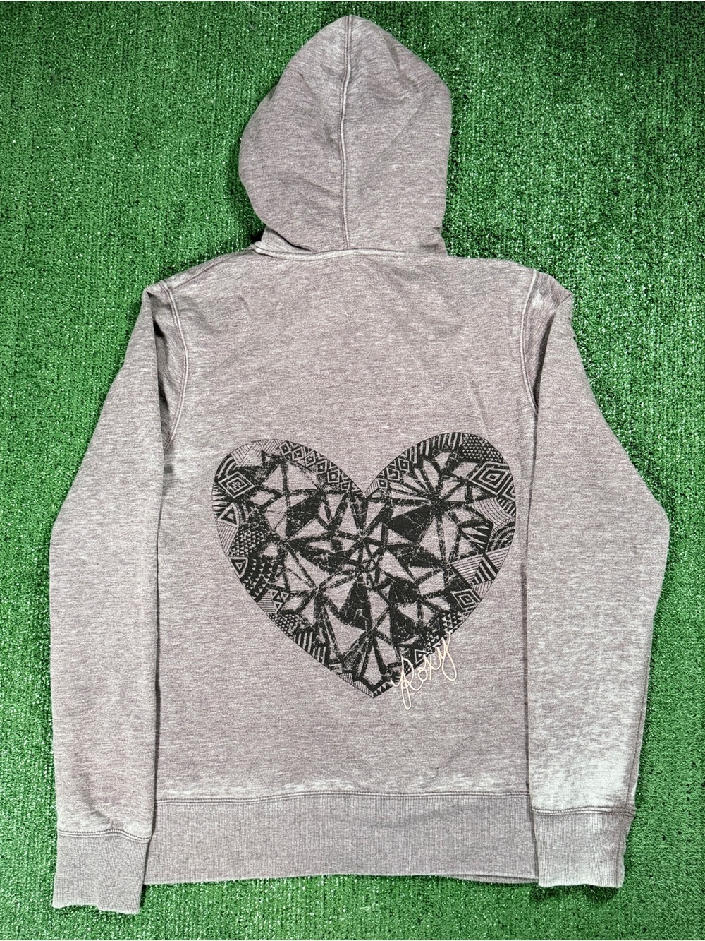 Y2K Womens Roxy Sherpa Lined Full Zip Hoodie Grey Large